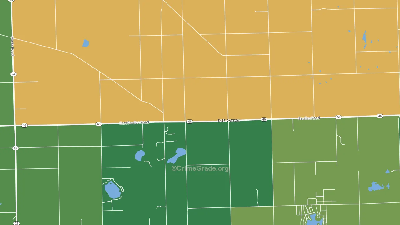 East Dayton, MI Map of Arson Rates