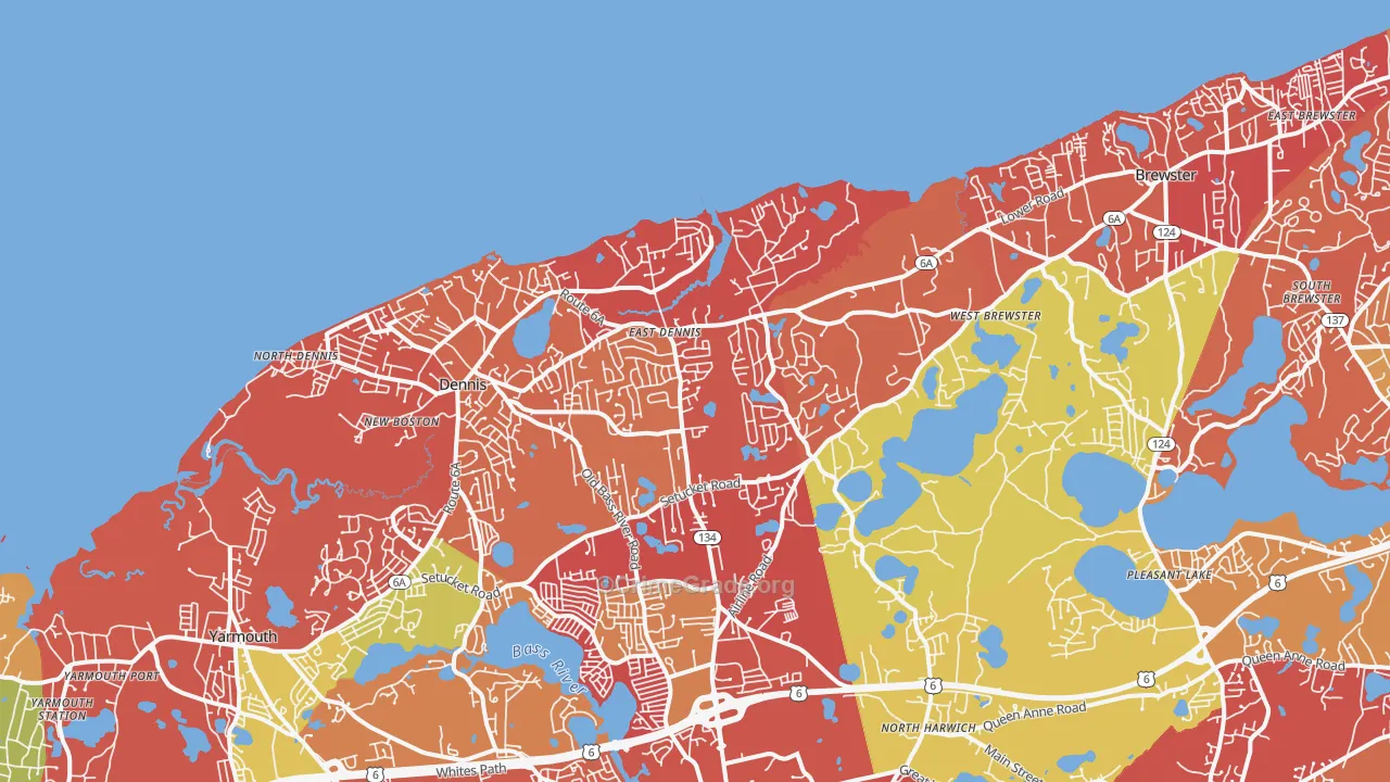 East Dennis, MA Map of Arson Rates