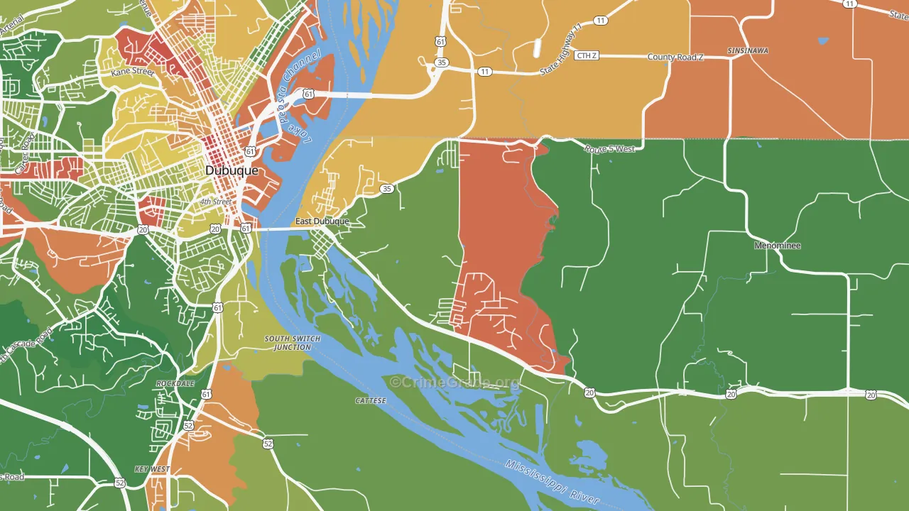 East Dubuque, IL Map of Arson Rates