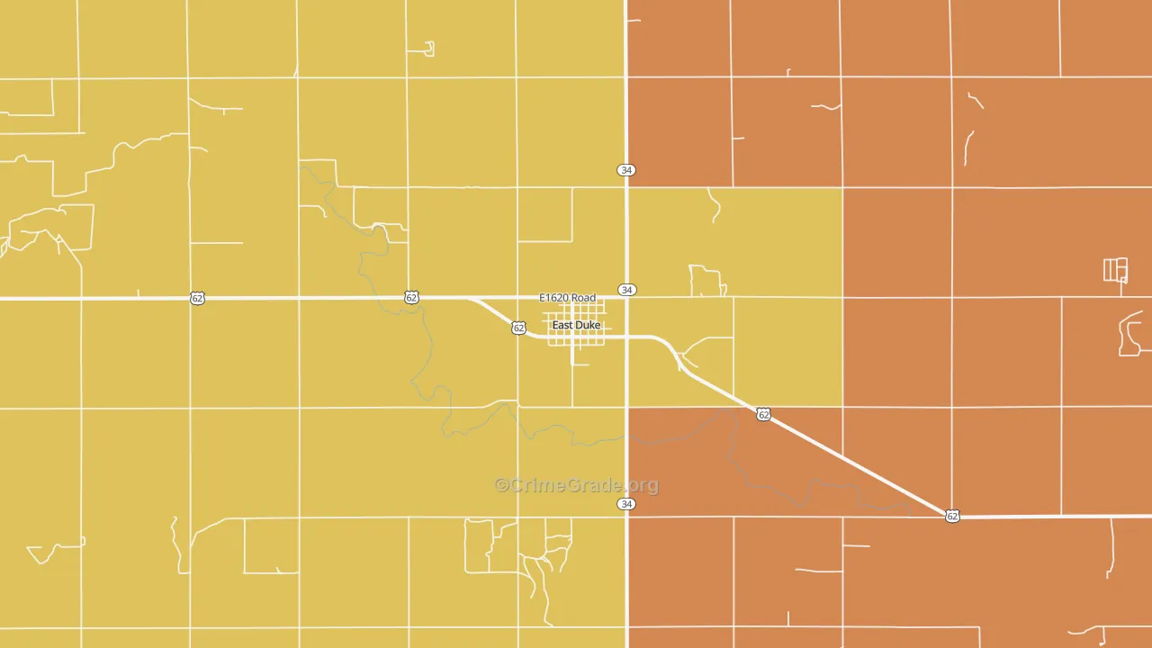East Duke, OK Map of Arson Rates