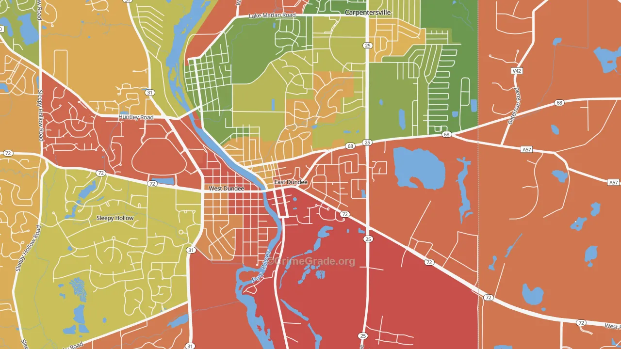 East Dundee, IL Map of Arson Rates