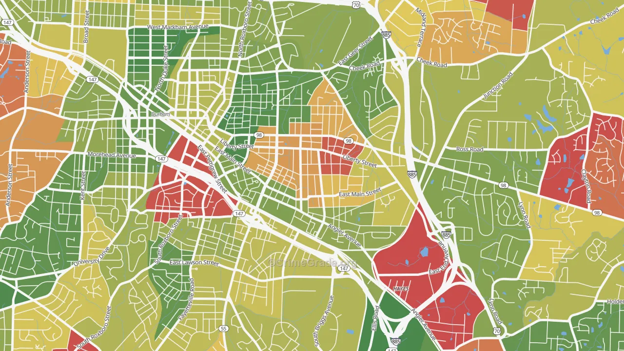East Durham, Durham, NC Map of Arson Rates