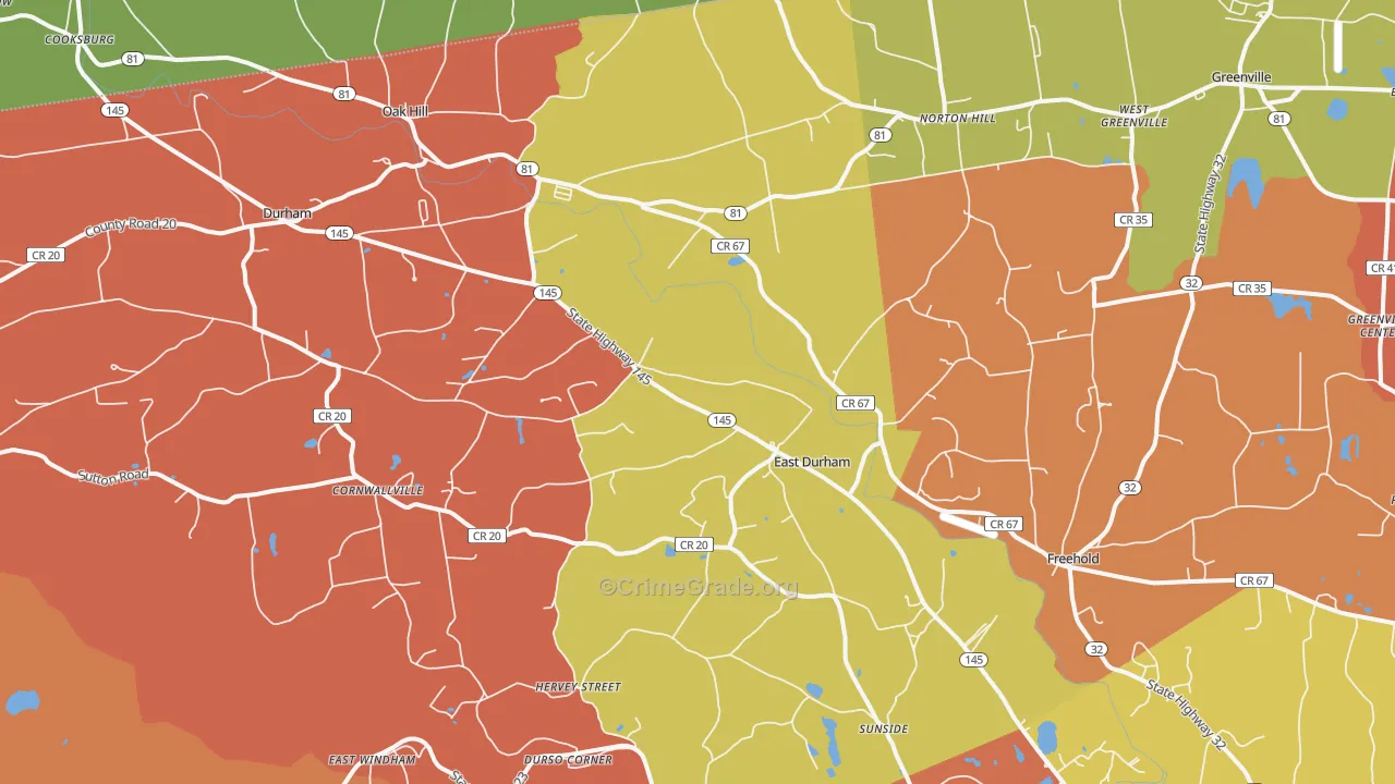 East Durham, NY Map of Arson Rates