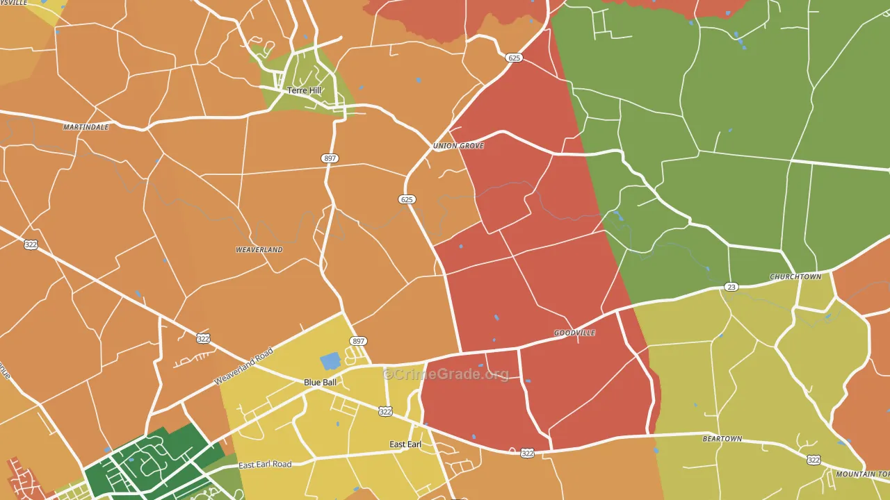 East Earl, PA Map of Arson Rates