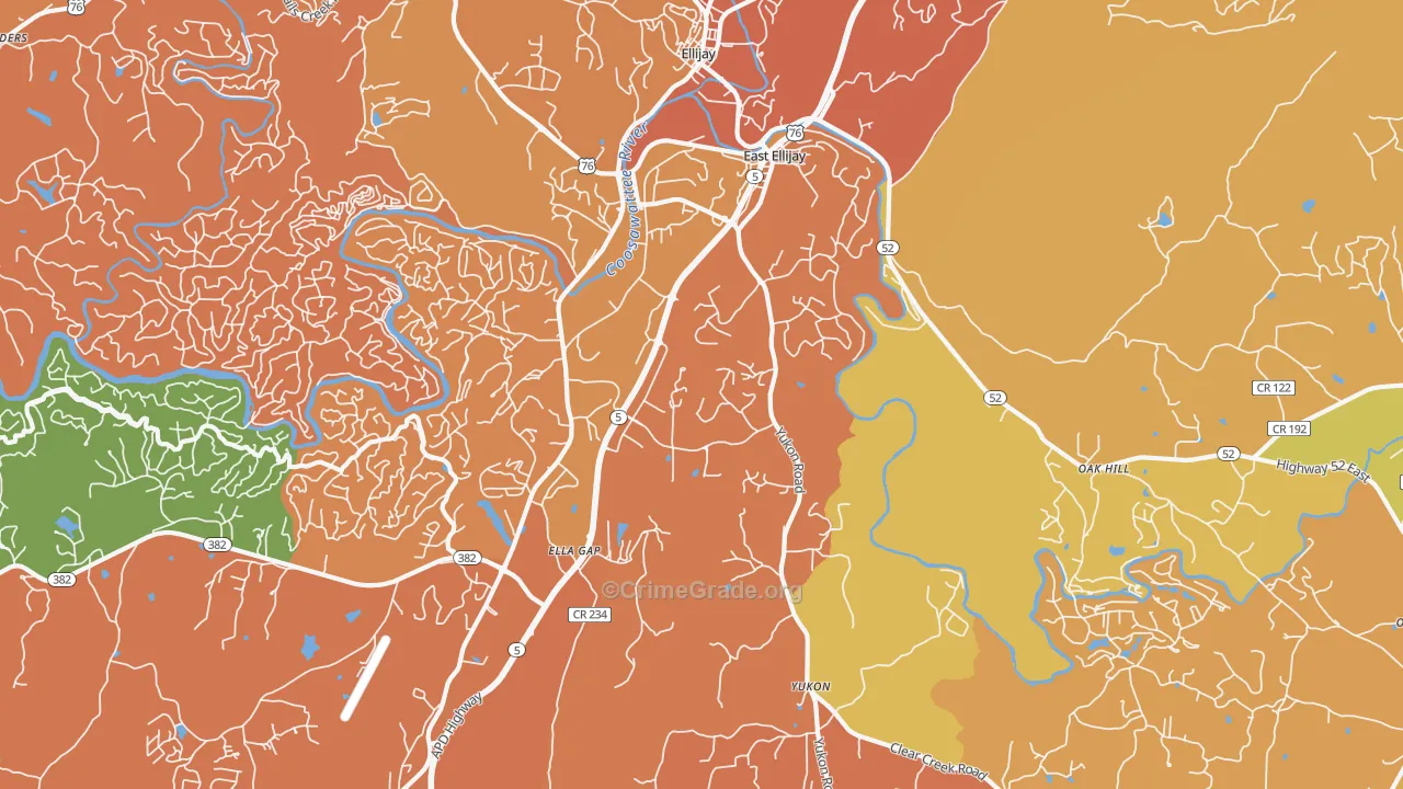 East Ellijay, GA Map of Arson Rates