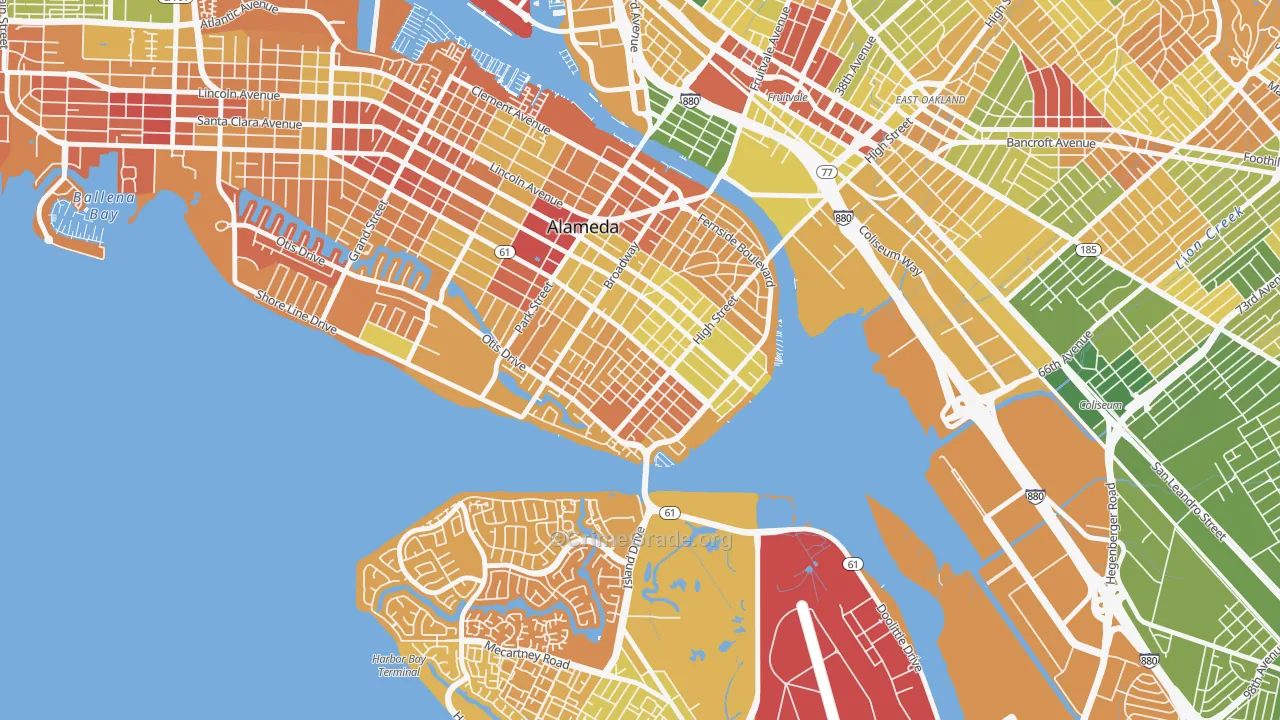 East End, Alameda, CA Map of Arson Rates