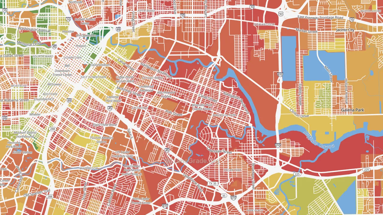 East End, Houston, TX Map of Arson Rates