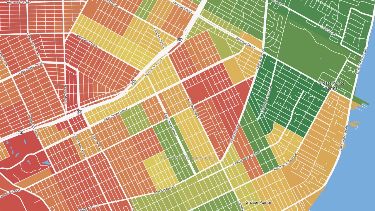 East English Village, Detroit, MI Map of Arson Rates