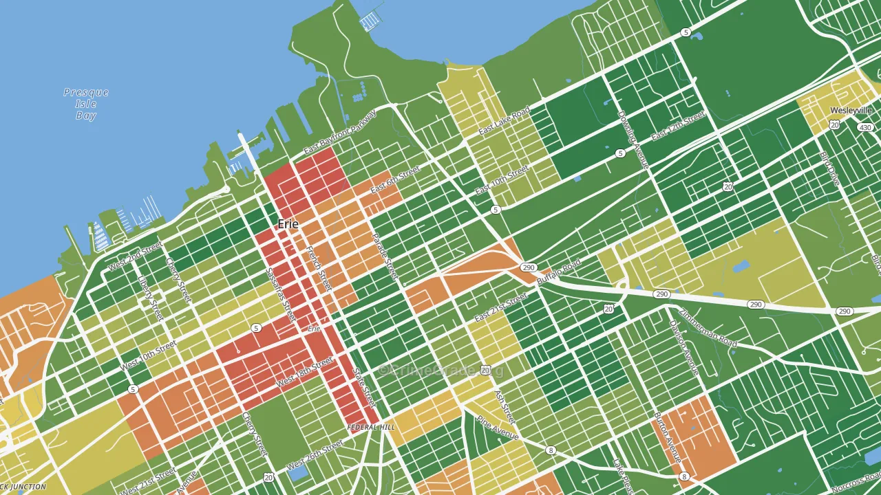 East Erie, Erie, PA Map of Arson Rates