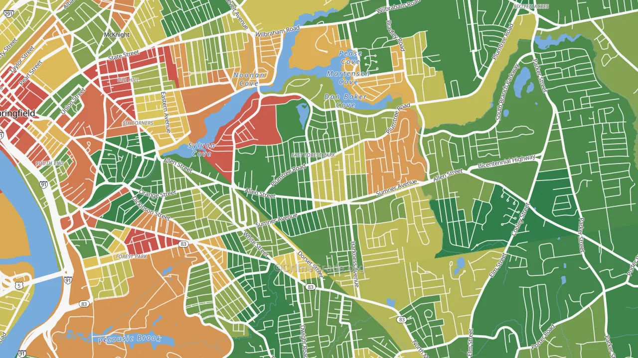 East Forest Park, Springfield, MA Map of Arson Rates