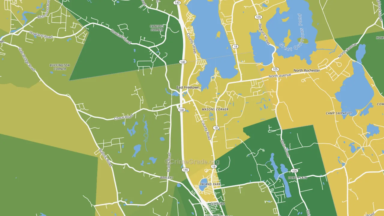 East Freetown, MA Map of Arson Rates