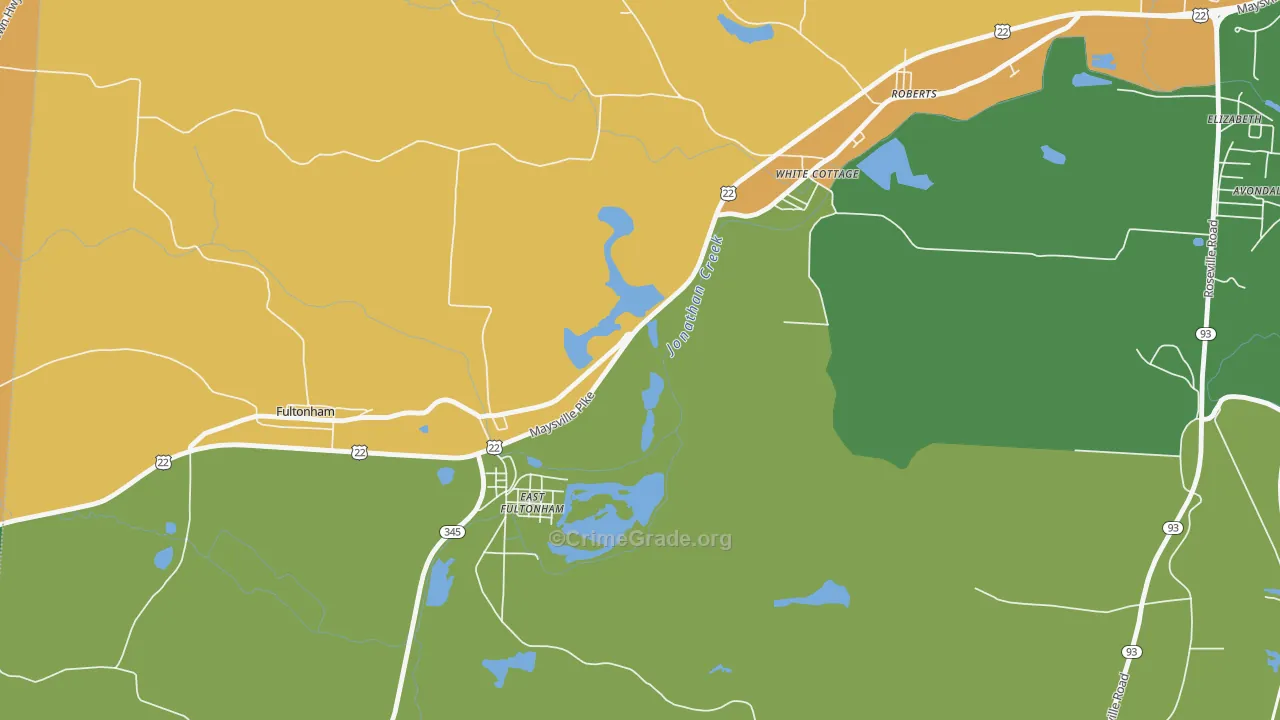 East Fultonham, OH Map of Arson Rates