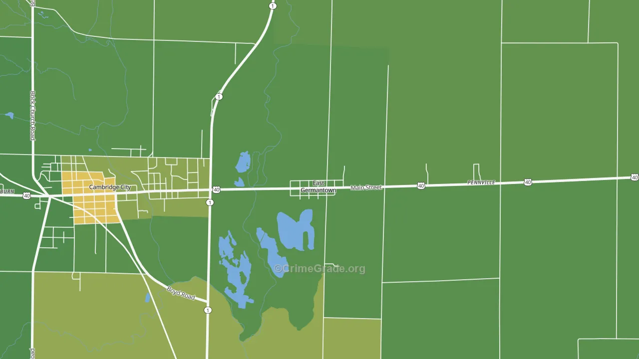 East Germantown, IN Map of Arson Rates