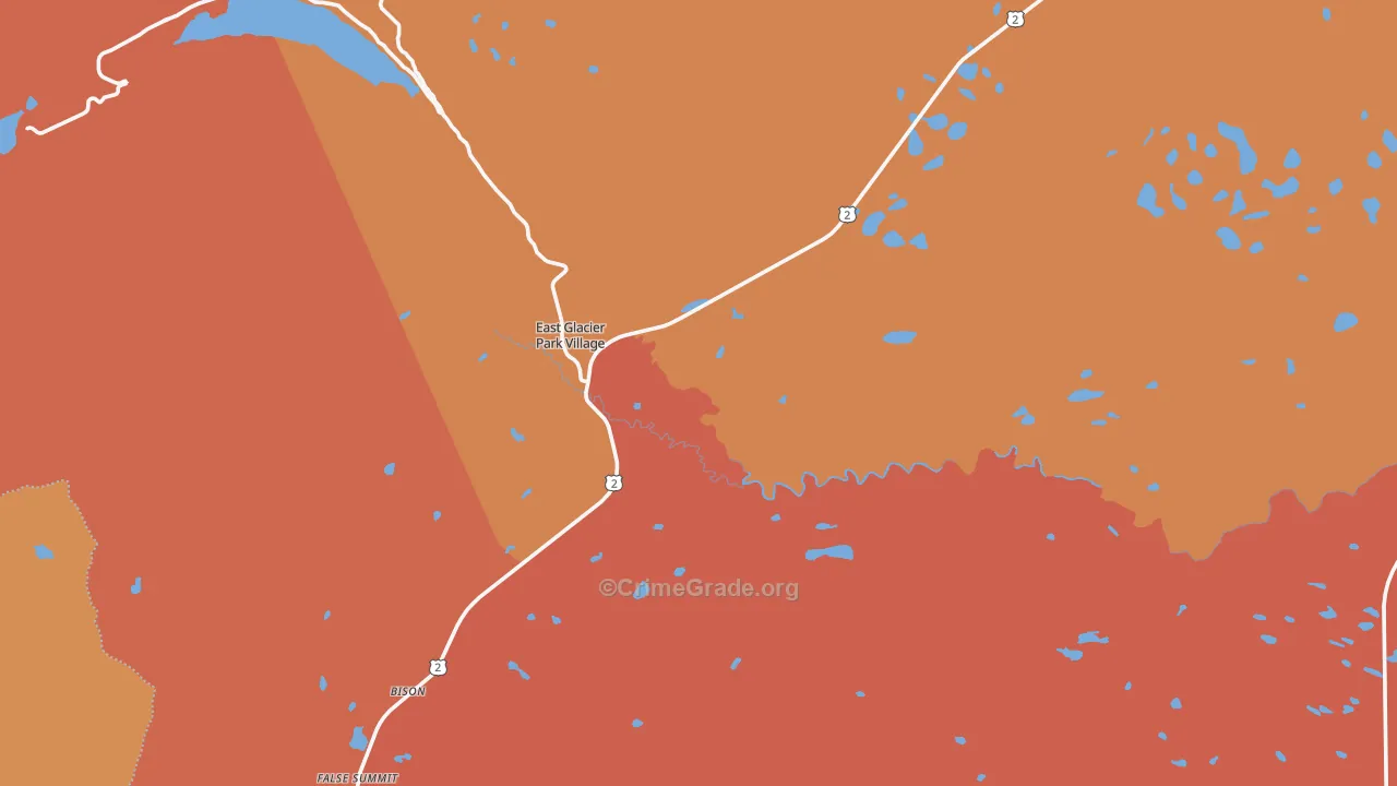 East Glacier Park, MT Map of Arson Rates