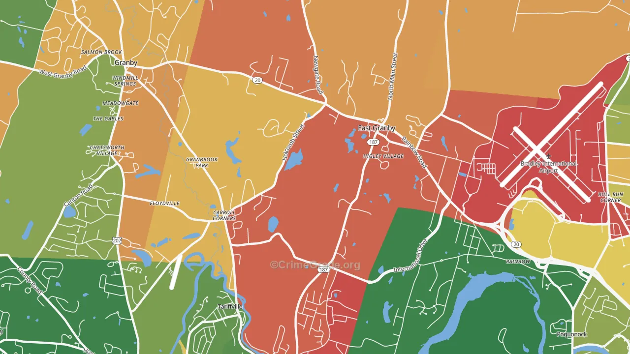 East Granby, CT Map of Arson Rates