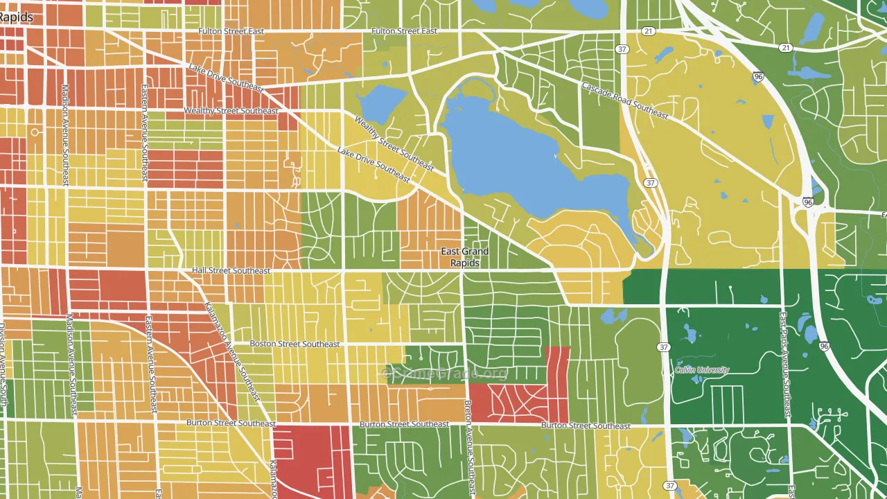 East Grand Rapids, MI Map of Arson Rates