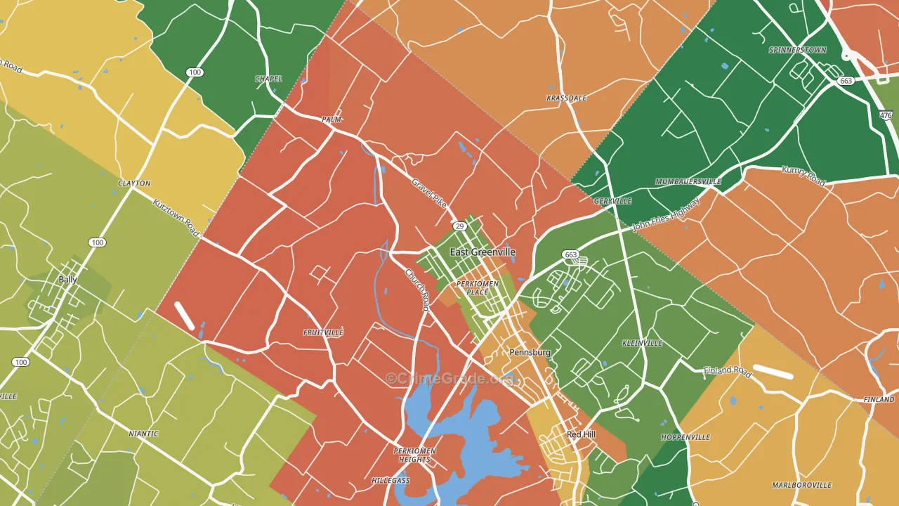 East Greenville, PA Map of Arson Rates