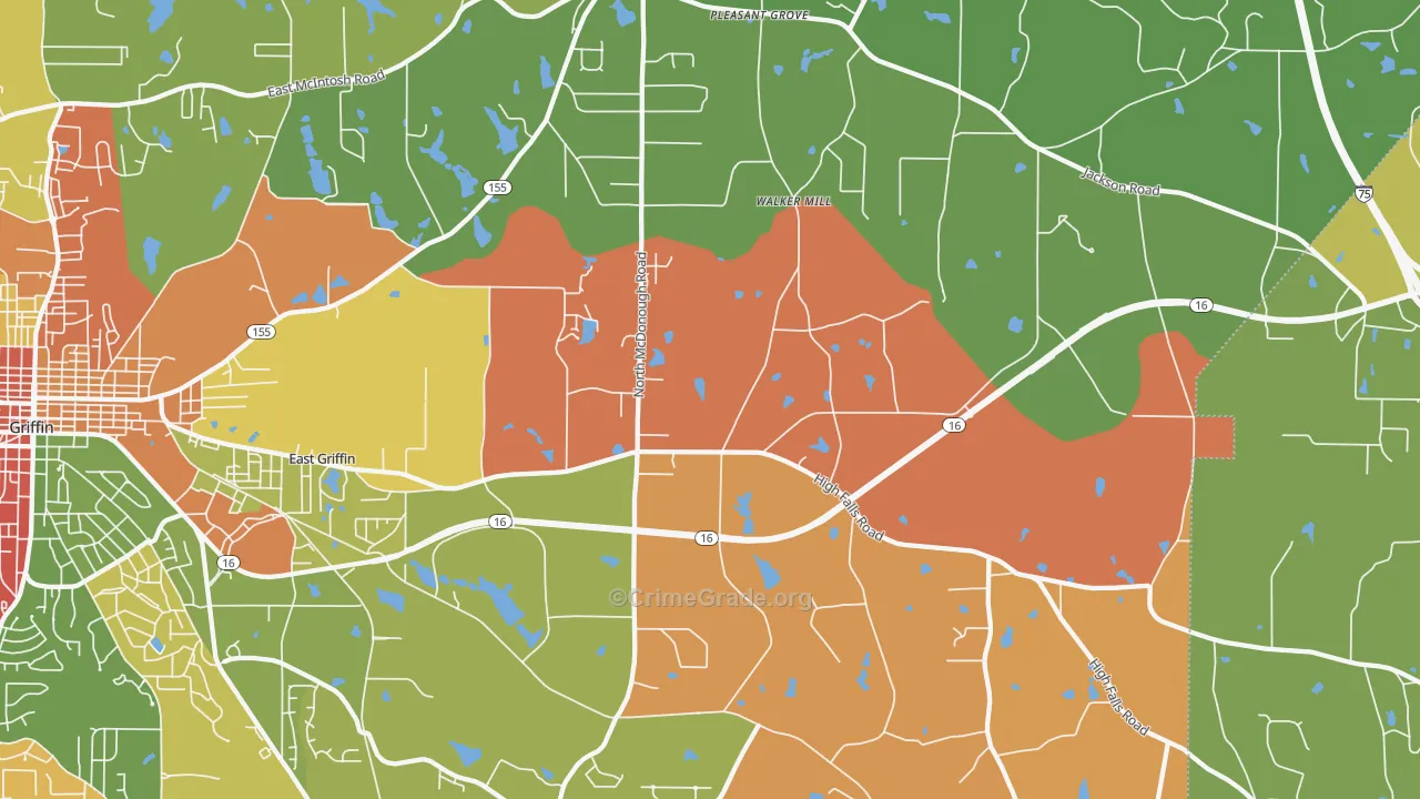 East Griffin, GA Map of Arson Rates