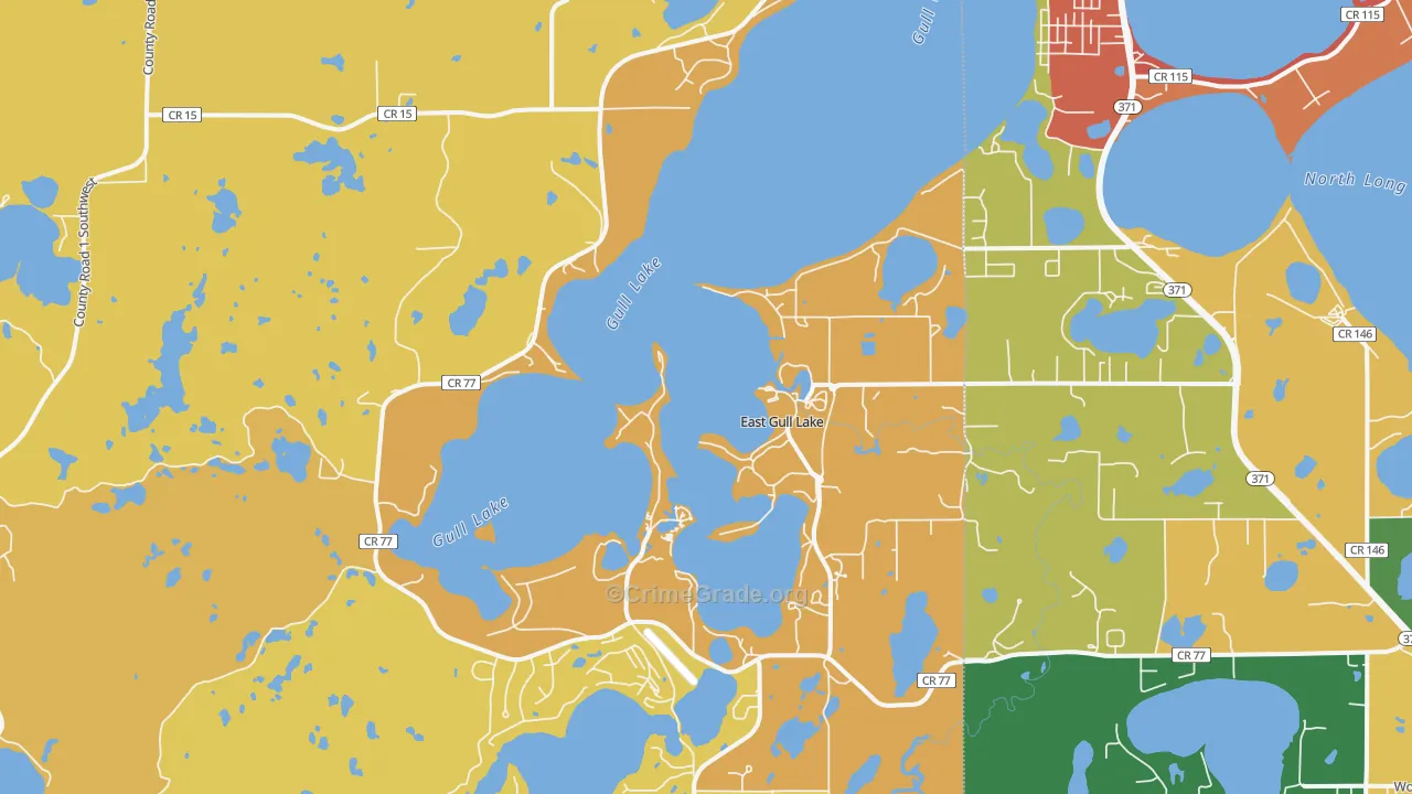 East Gull Lake, MN Map of Arson Rates