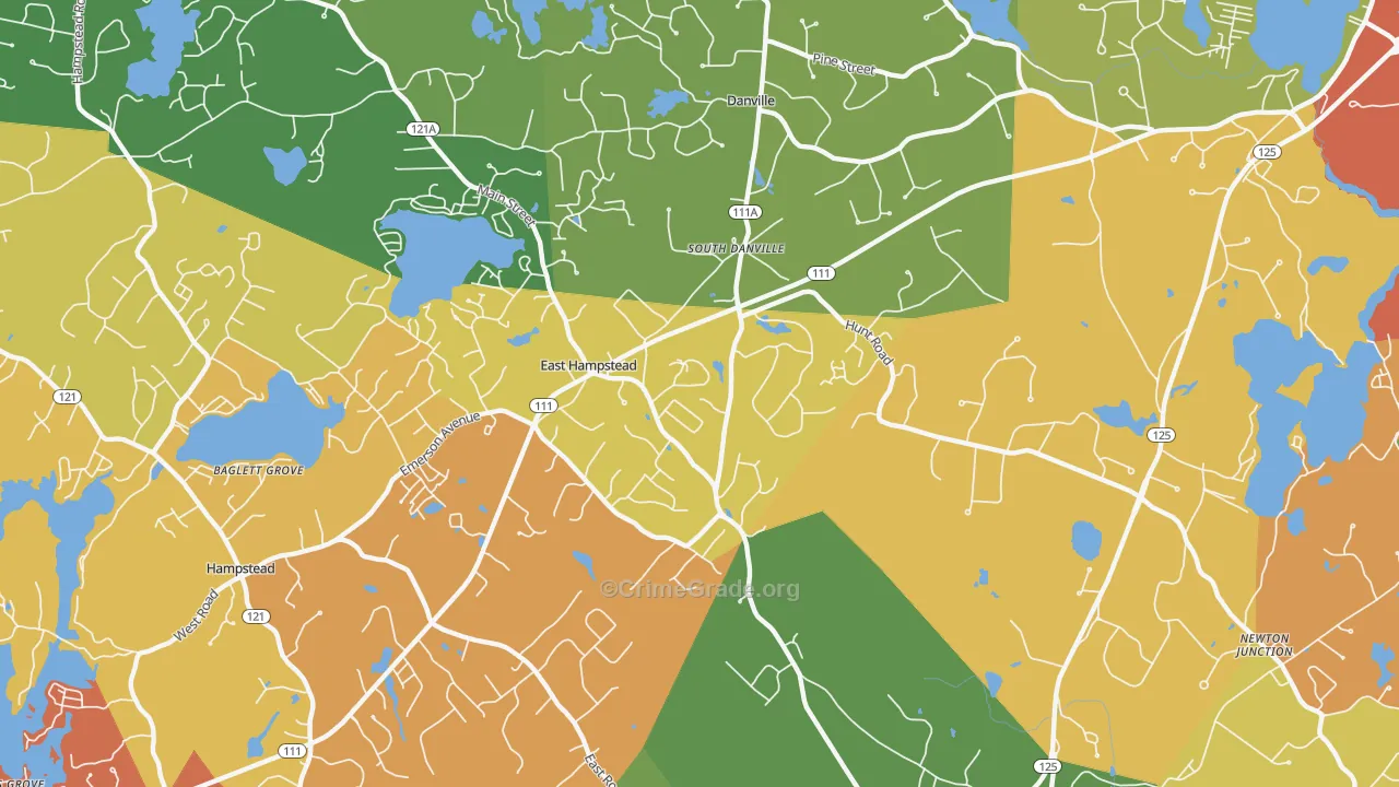 East Hampstead, NH Map of Arson Rates