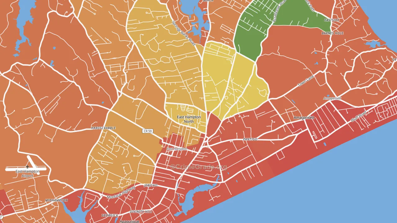 East Hampton North, NY Map of Arson Rates