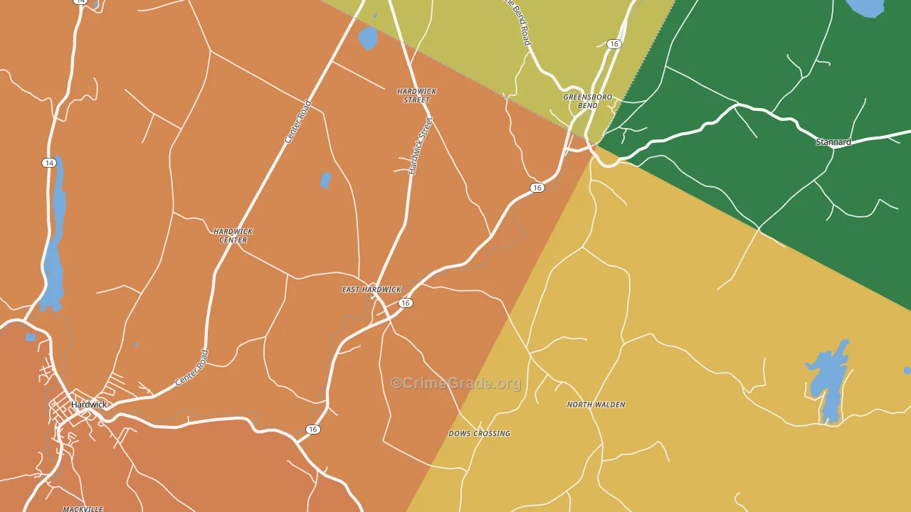 East Hardwick, VT Map of Arson Rates