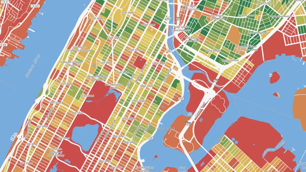 East Harlem, Manhattan, NY Map of Arson Rates