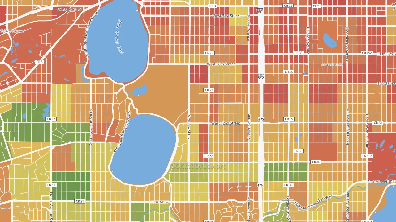 East Harriet, Minneapolis, MN Map of Arson Rates