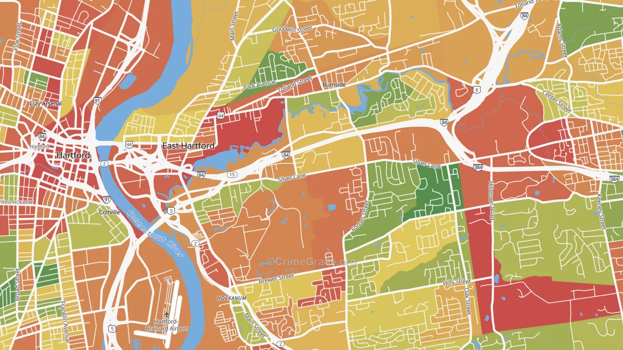East Hartford, CT Map of Arson Rates