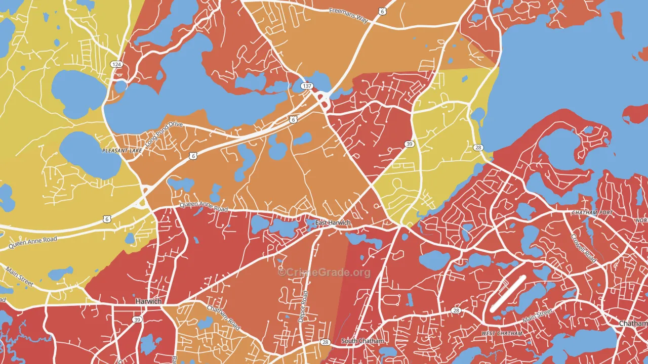 East Harwich, MA Map of Arson Rates