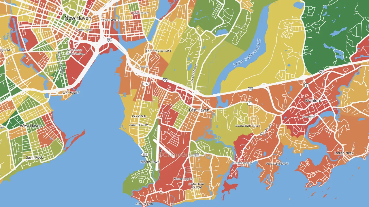 East Haven, CT Map of Arson Rates