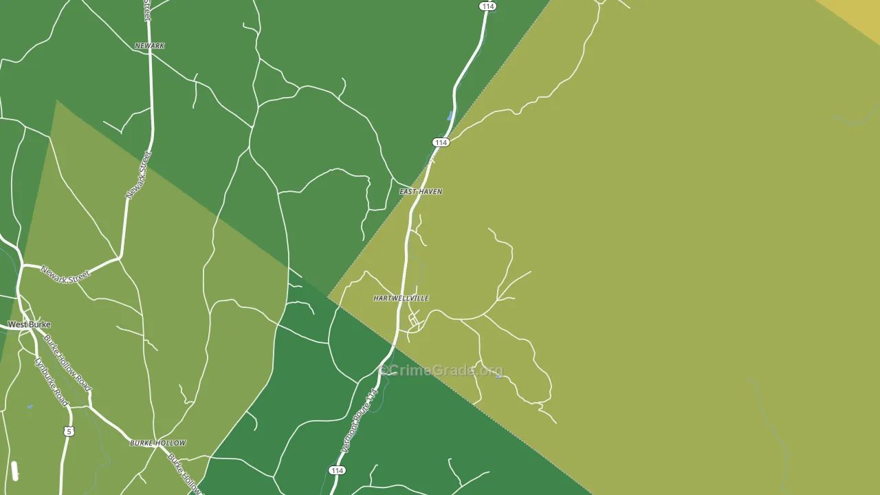 East Haven, VT Map of Arson Rates