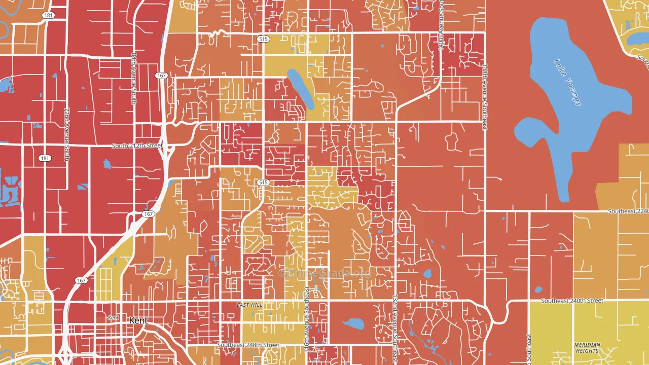 East Hill-Meridian, WA Map of Arson Rates