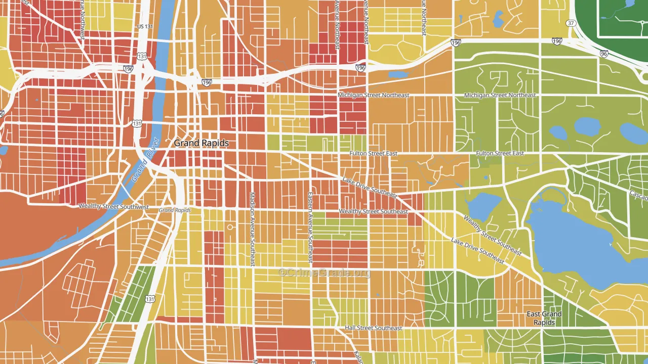 East Hills, Grand Rapids, MI Map of Arson Rates