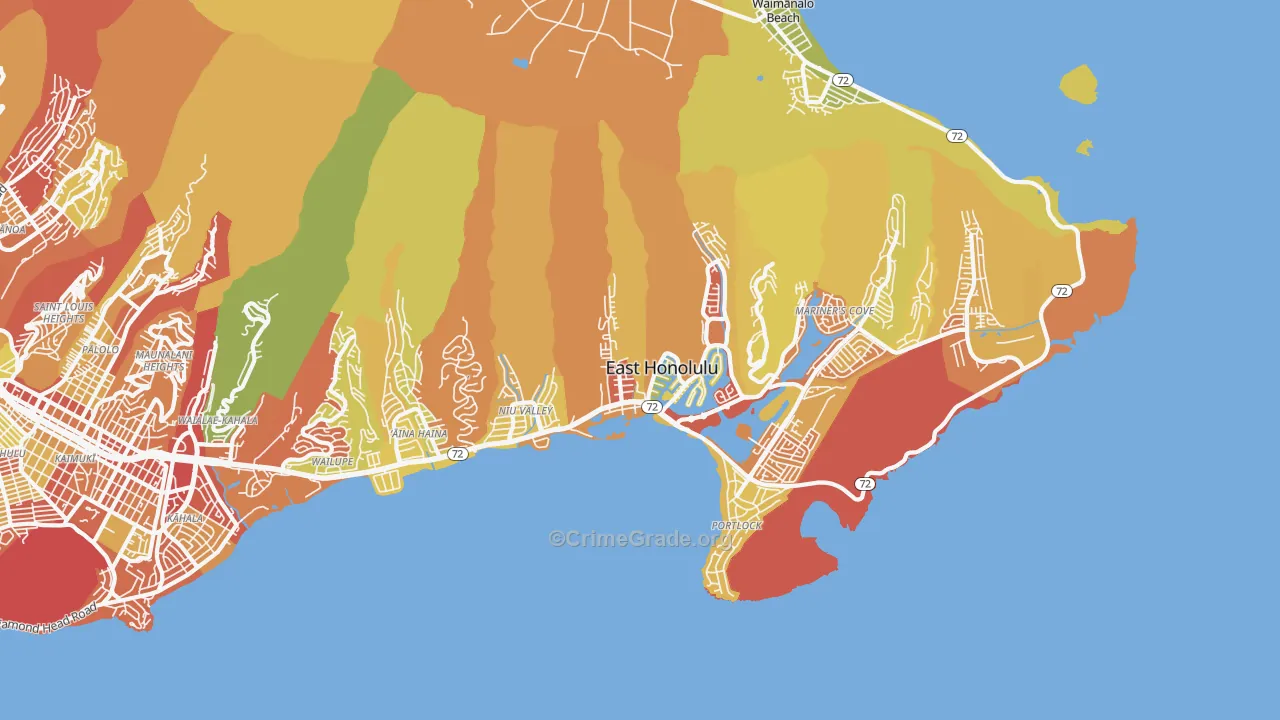 East Honolulu, HI Map of Arson Rates