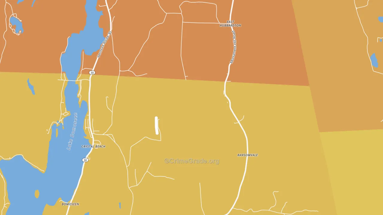 East Hubbardton, VT Map of Arson Rates