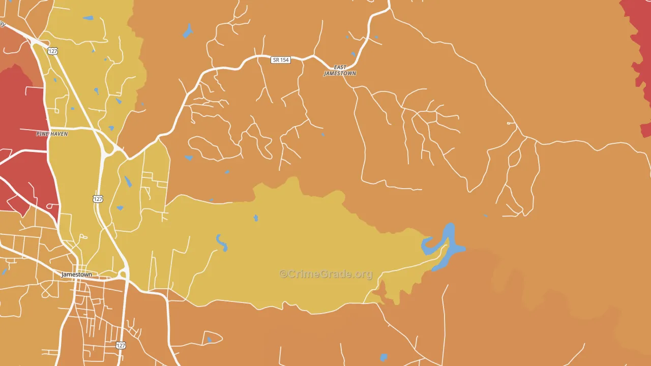 East Jamestown, TN Map of Arson Rates