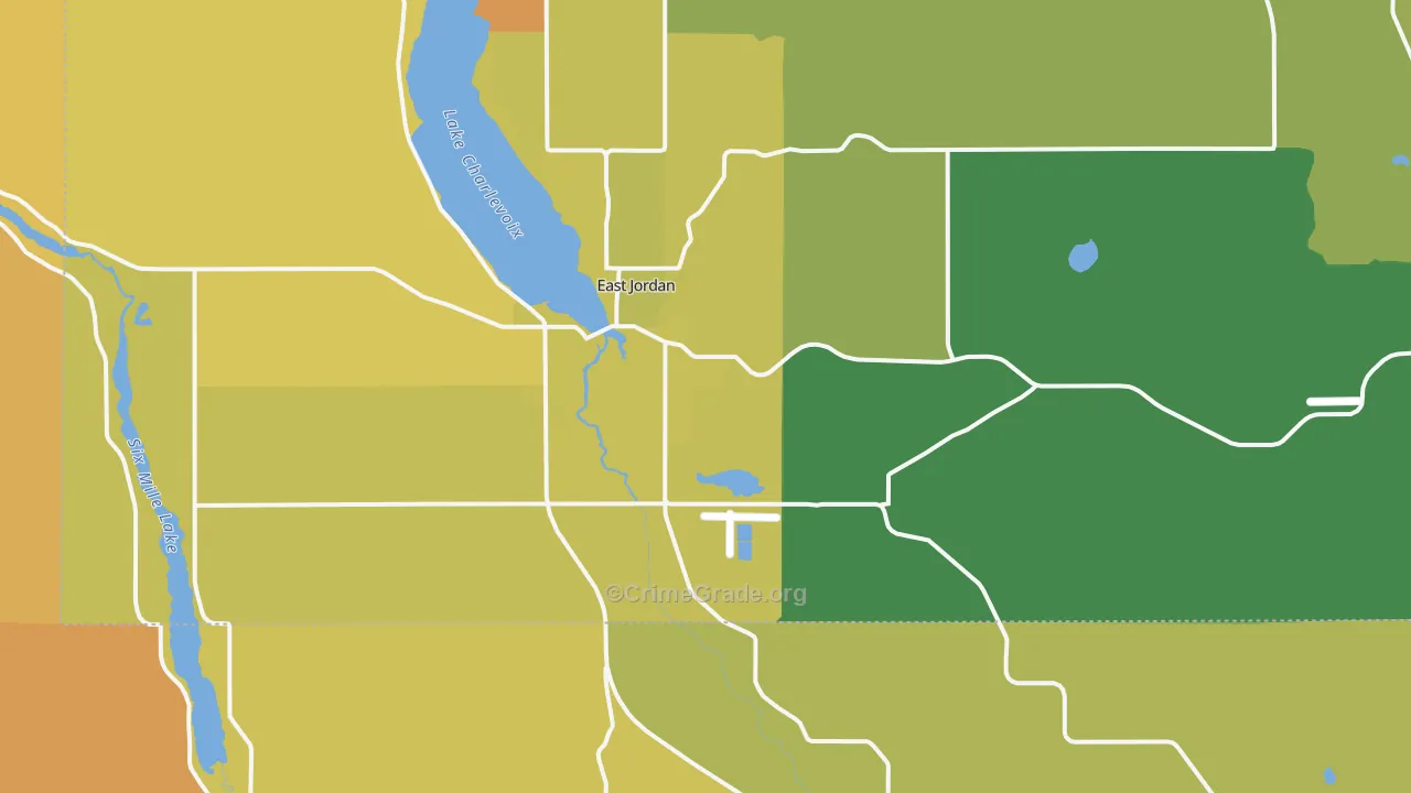 East Jordan, MI Map of Arson Rates