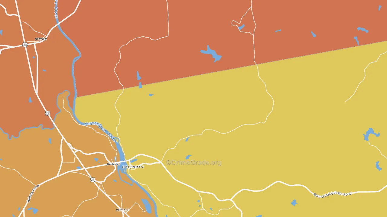 East Juliette, GA Map of Arson Rates
