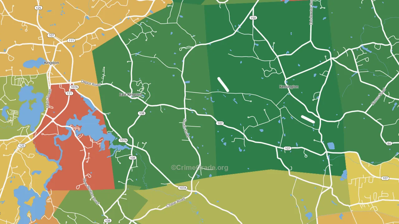 East Kingston, NH Map of Arson Rates