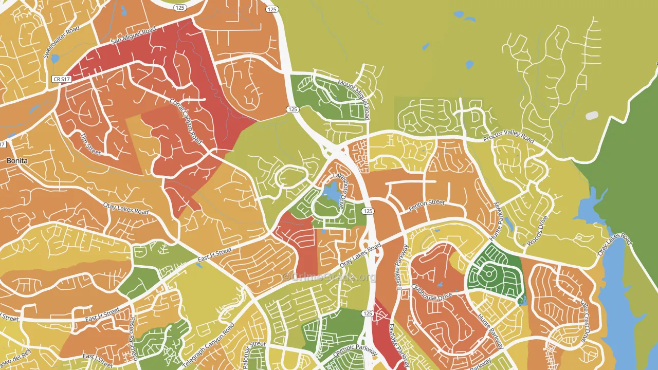 East Lake, Chula Vista, CA Map of Arson Rates