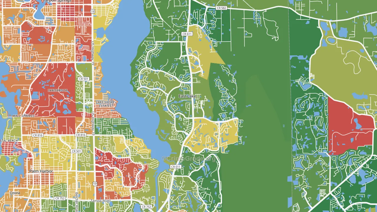 East Lake, FL Map of Arson Rates