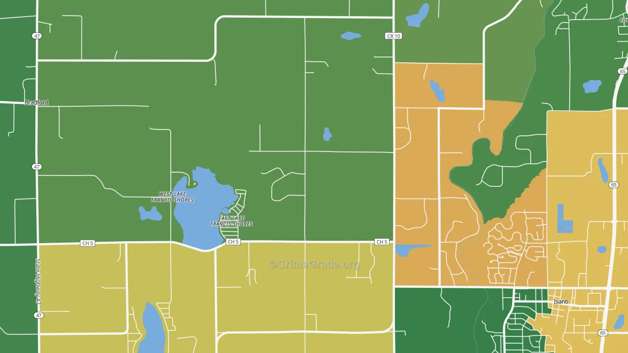 East Lake Francis Shores, MN Map of Arson Rates