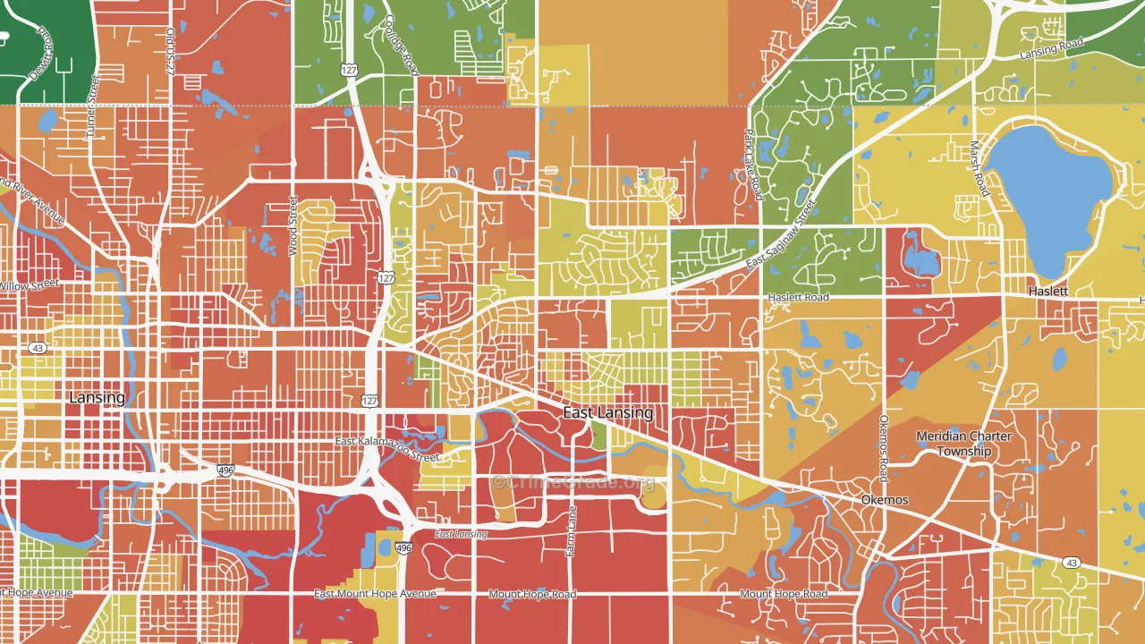 East Lansing, MI Map of Arson Rates