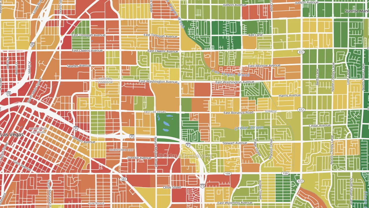 East Las Vegas, Las Vegas, NV Map of Arson Rates