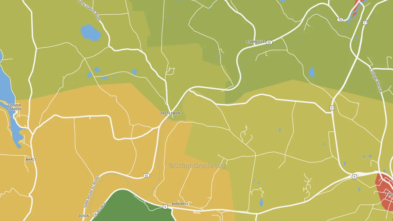 East Lemon, PA Map of Arson Rates