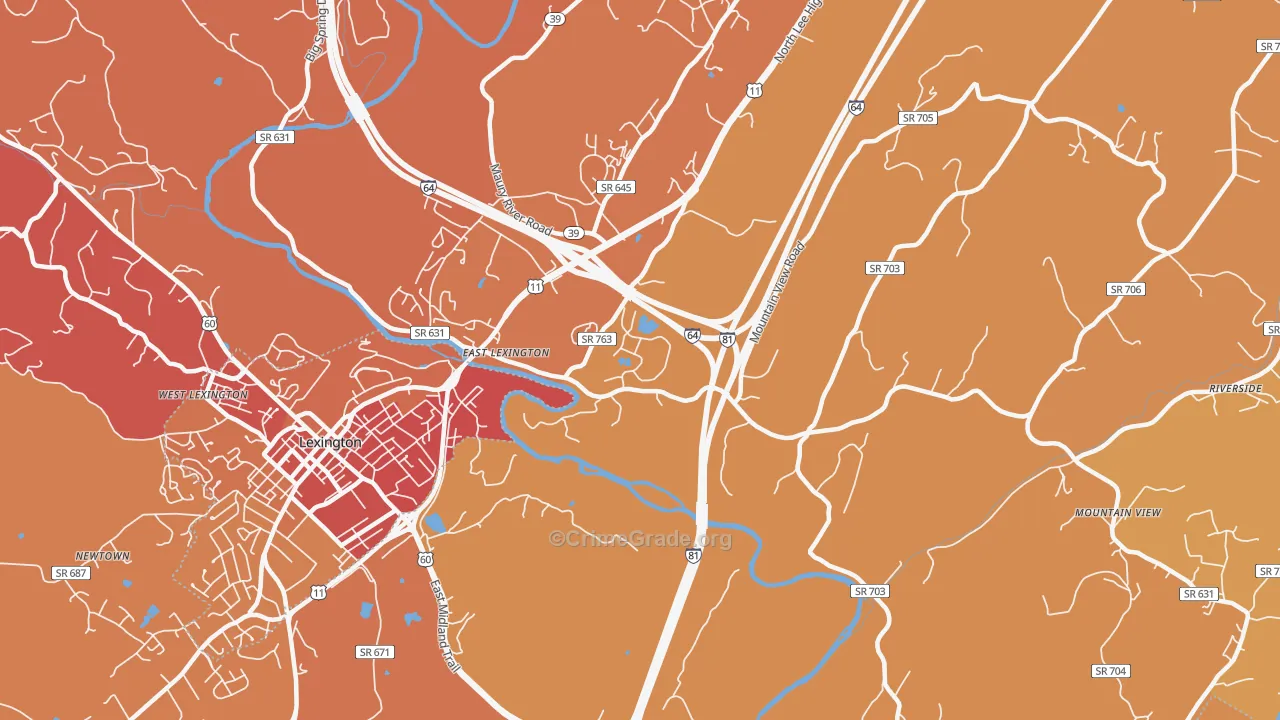 East Lexington, VA Map of Arson Rates