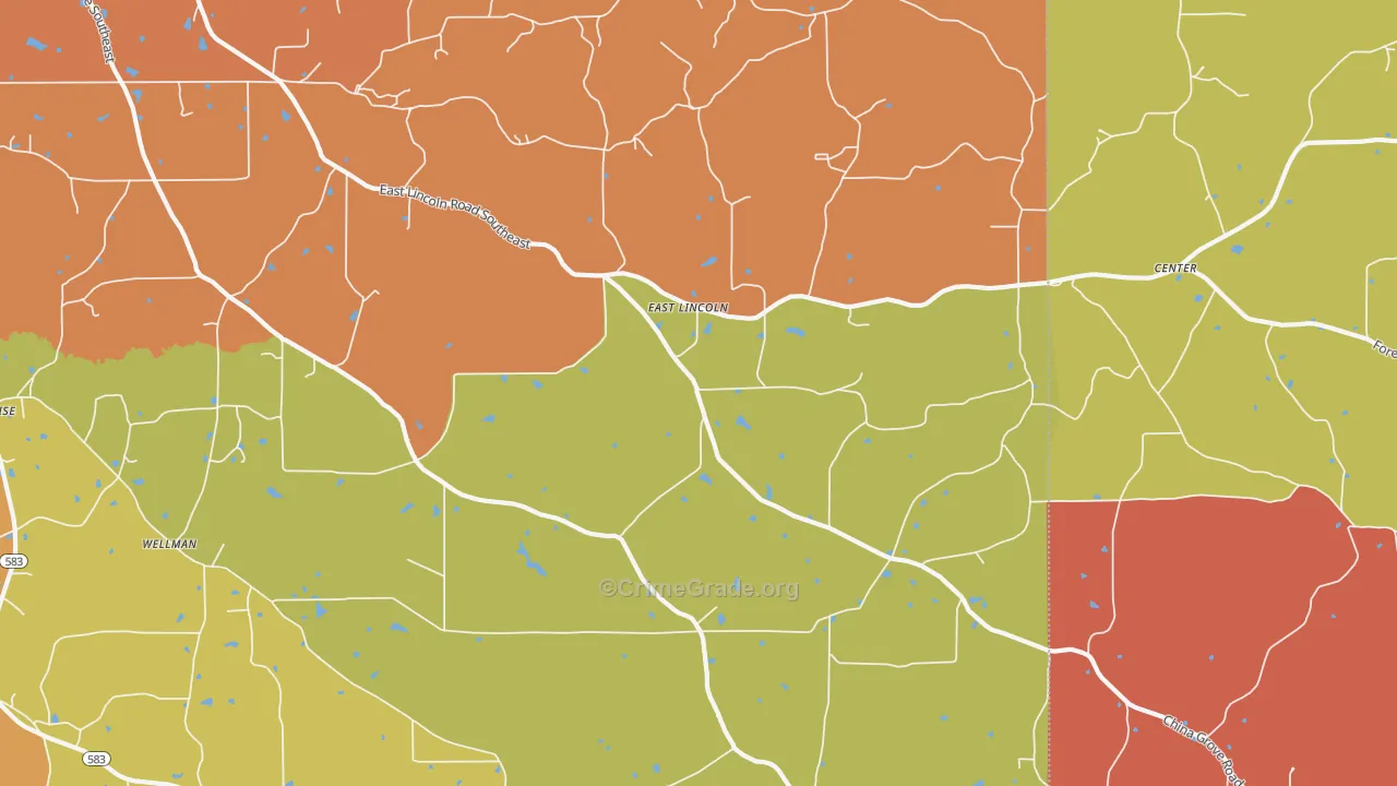 East Lincoln, MS Map of Arson Rates