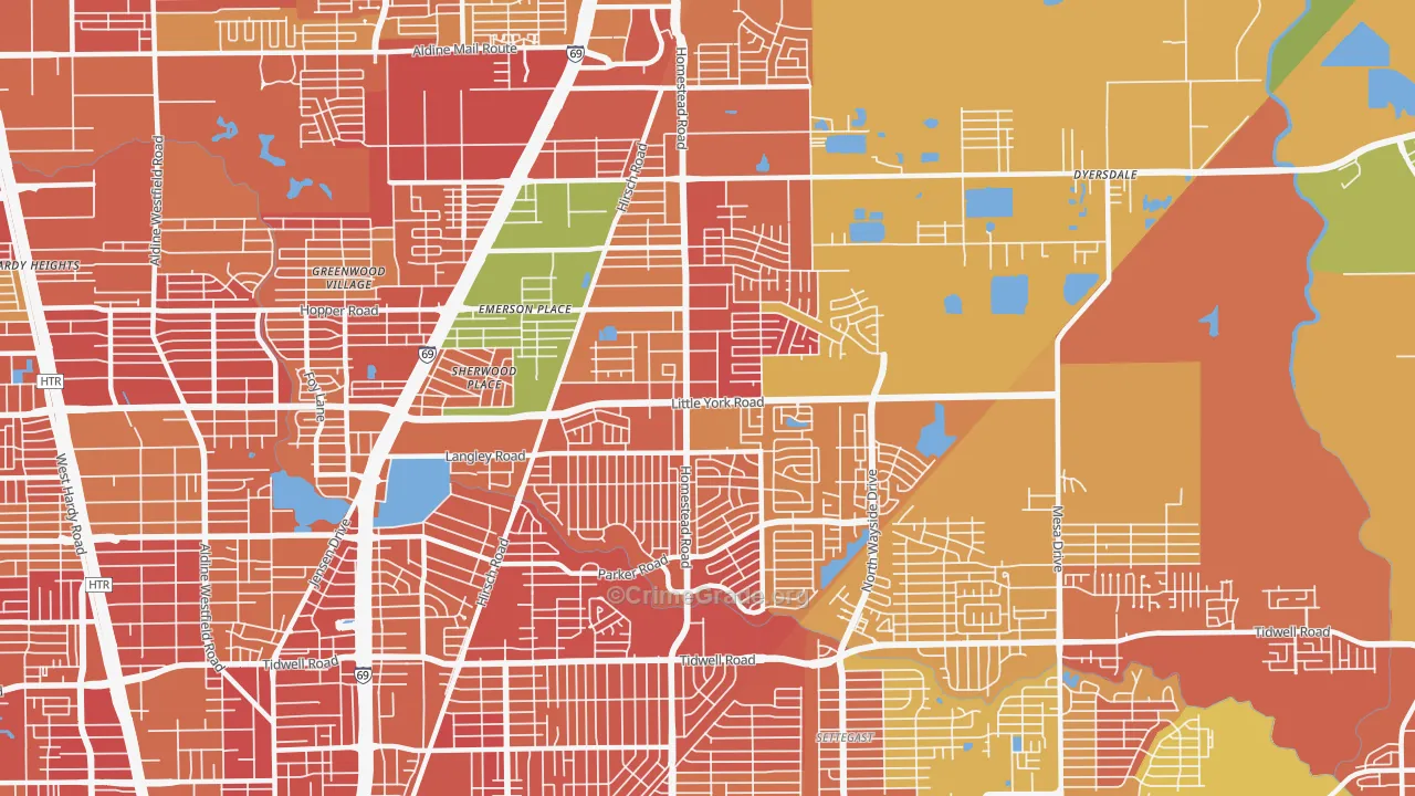 East Little York-Homestead, Houston, TX Map of Arson Rates