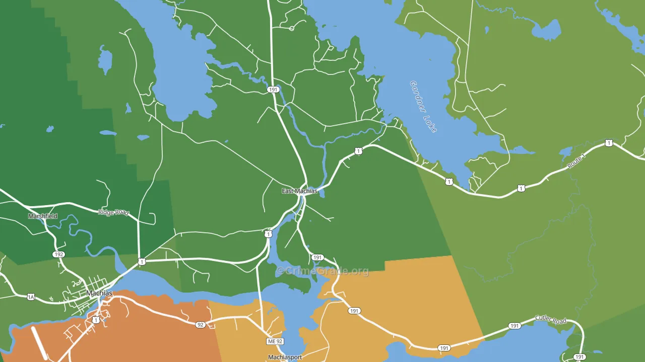 East Machias, ME Map of Arson Rates